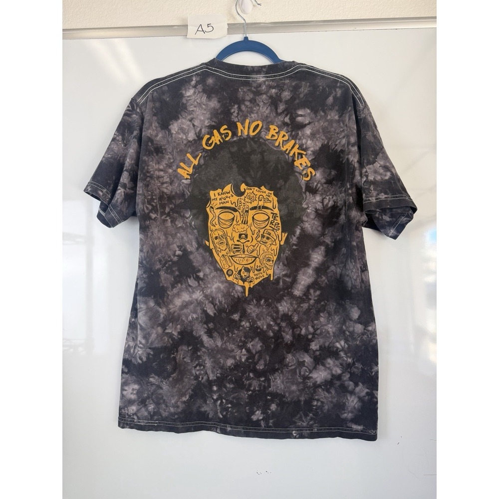 All Gas No Brakes Mens Medium Black Tie Dye Face Graphic Short Sleeve T-Shirt M